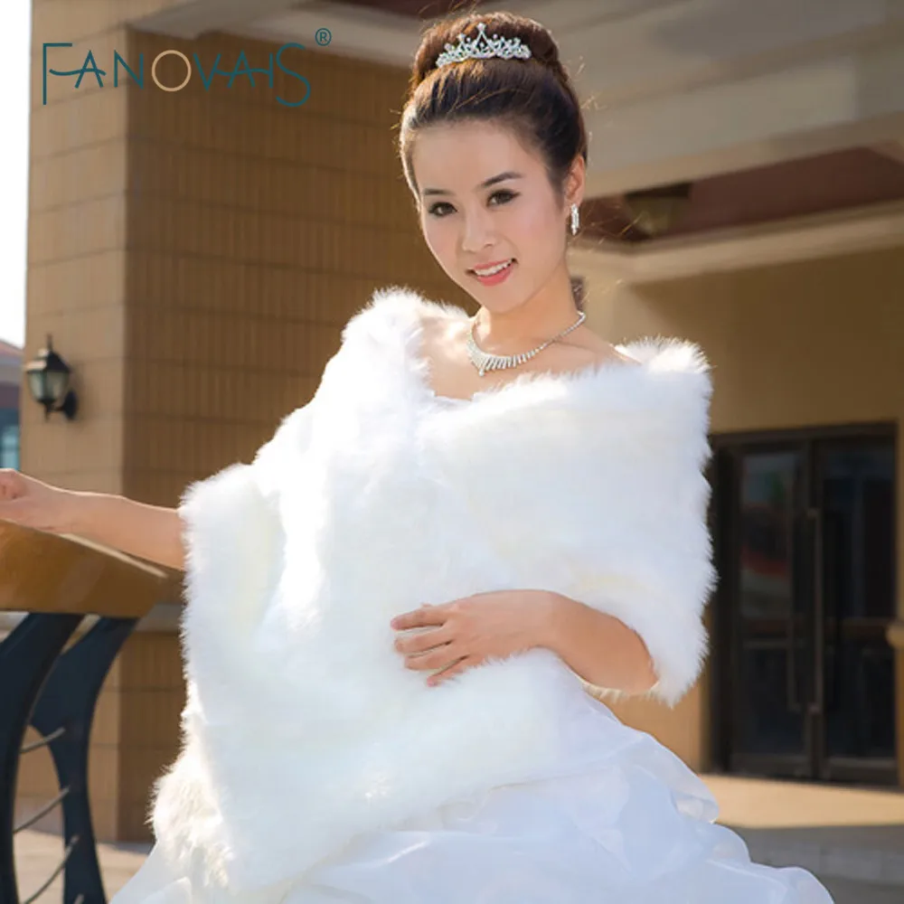 Cena 2019 bolerko ślubne kurtka zimowa etola ślubna ciepłe faux etole ślubne akcesoria ślubne peleryna ASPS 1027