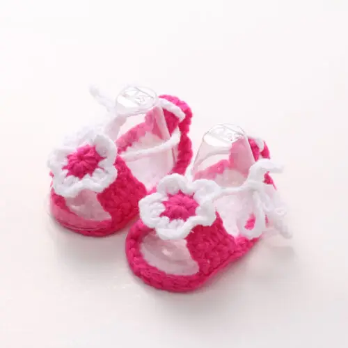 

IMCUTE Baby Girl Kid Infant Handmade Crochet Knit Flower Pearl Sandals Toddler Shoes
