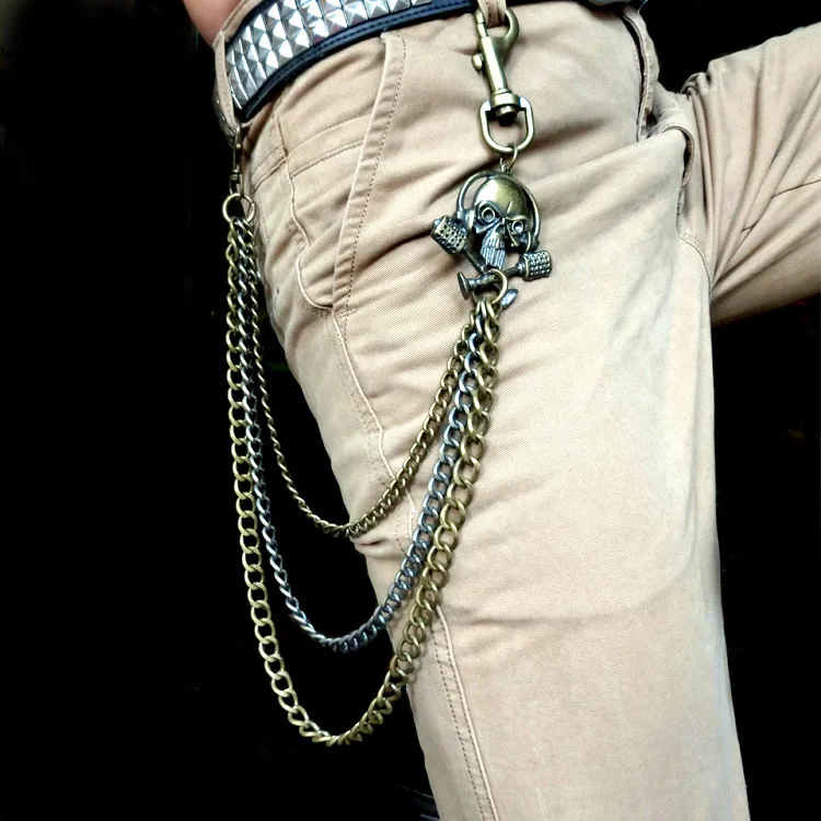 Тяжелый рок панк череп металл хип хоп готический брюки кошелек джинсовые брюки ключ мужские талии брелок аксессуары ювелирные изделия 61