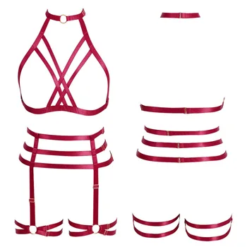 

Adjustable Body Harness Stockings Cage Garter Belt Plus Size Srappy Bra Punk Pastel Goth Lingerie Art Clothing Breast Belt Women