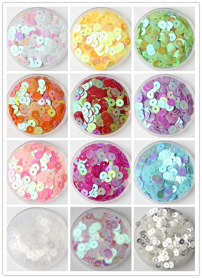

50g (4000pcs) 6mm Flat Round Sequins For Craft AB Transparent Colors Designer DIY Accessories Middle Hole