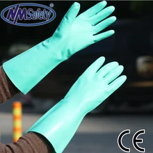 NMSAFETY зеленые нитриловые промышленные arbeitshandschuhe, длинные химические рабочие перчатки, алмазная рукоятка на ладони защитные перчатки для работы