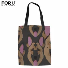 FORUDESIGNS/Женская тканевая сумка с принтом немецкой овчарки, Холщовая Сумка для покупок для девочек-подростков, Модная хлопковая Экосумка из ткани Sacola