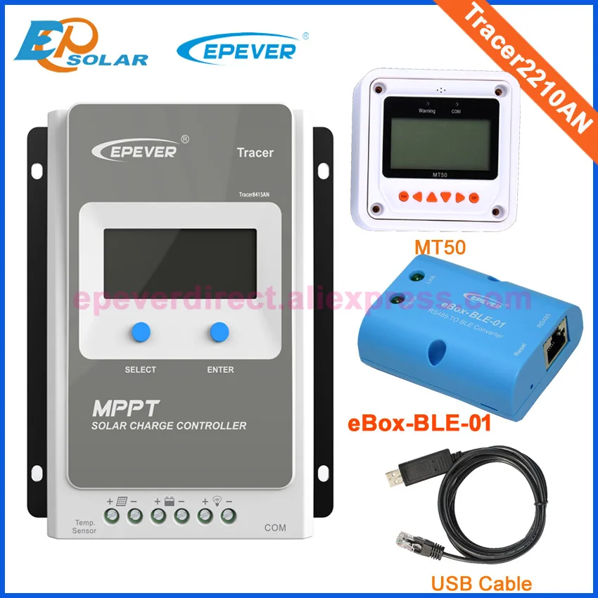 

MPPT solar regulator 20A Tracer2210AN bluetooth box lcd display with two different colors MT50+USB