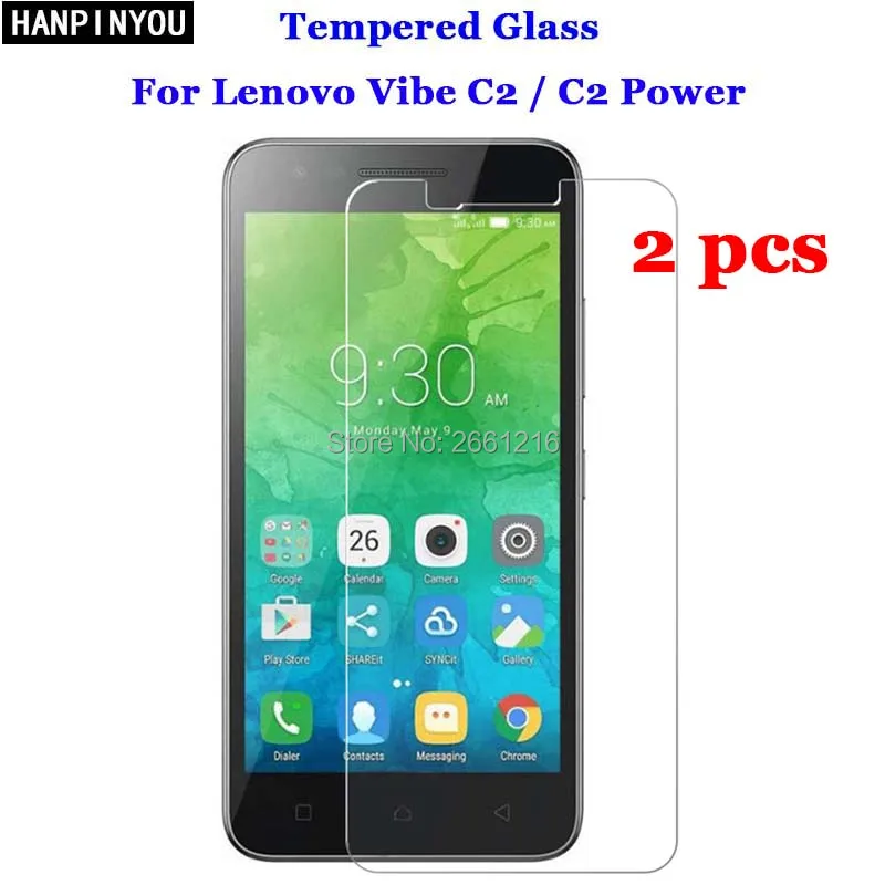 

2 Pcs/Lot For Lenovo Vibe C2 Tempered Glass 9H 2.5D Premium Screen Protector Film For Lenovo Vibe C2 / C2 Power K10a40 5.0"