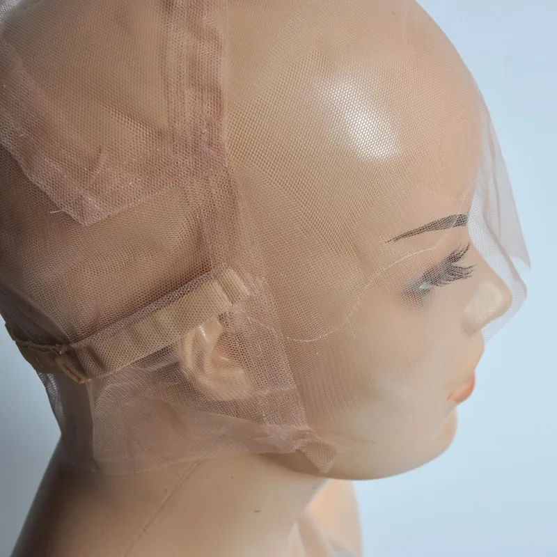 S/M/L Brown/Beige Full Lace Wig Cap For Making Wig Strong Swiss Lace Cap With Guide Line Sewn in For The Hairline