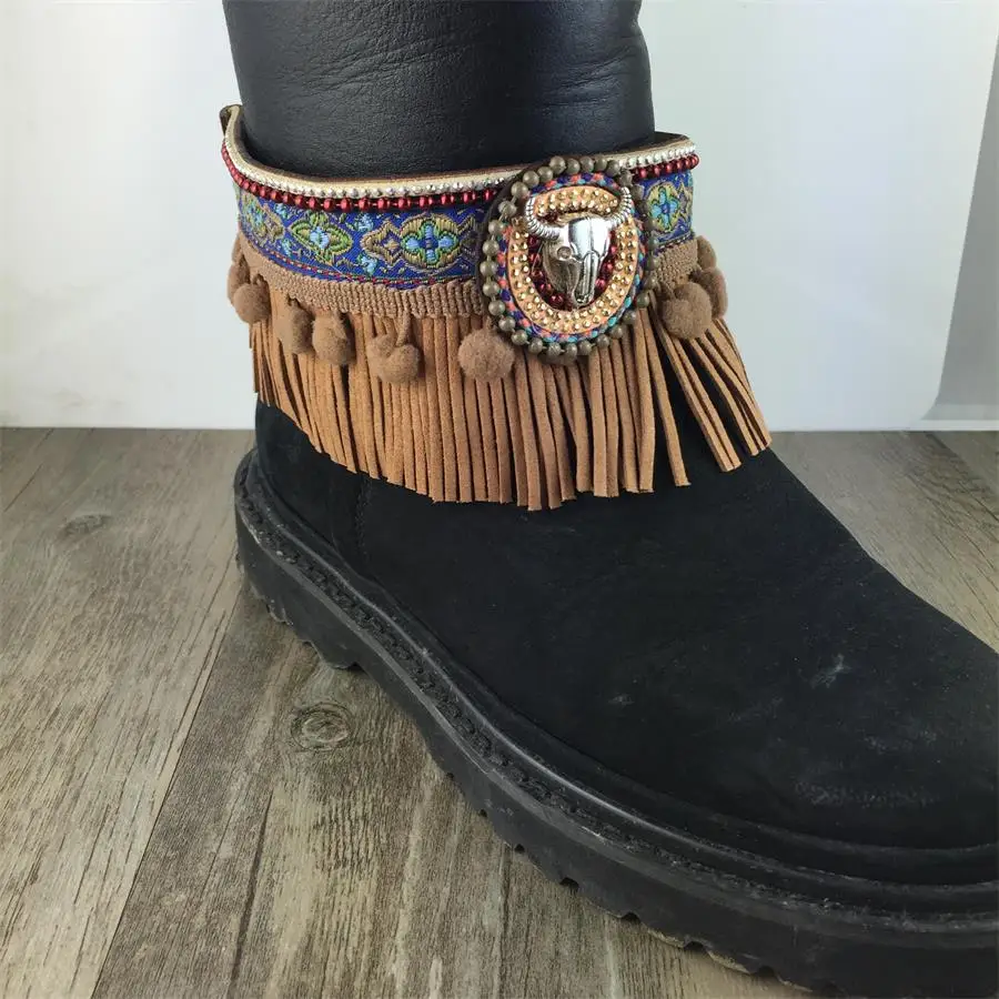 Boho браслет на ногу Цыганский босиком tornozeleira pulseras tobilleras перо brwon кисточкой Шарм лодыжки барецет сандалии