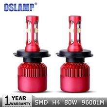 Oslamp H4 High-Low Beam LED Car Headlight Bulb CREE SMD Chips 80W 9600LM per Pair 6500K Auto Headlamp Light H4 Car Bulbs 12v 24v