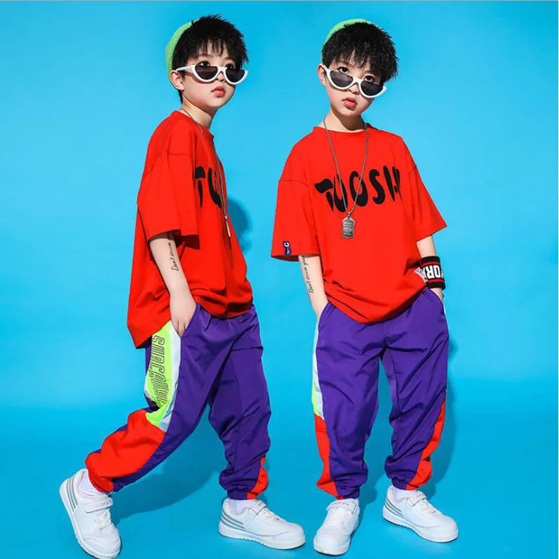 Дети хип одежда для хип-хопа футболка Jogger брюки спортивная одежда для мальчиков и девочек Джаз танцевальная одежда Костюмы Одежда для