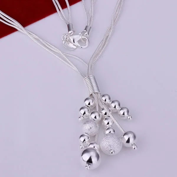 Серебряных ювелирных украшений, Дешевые Свадебные вечерние наборы, модные три линии пучок бисера серебряное ожерелье серьги из двух частей