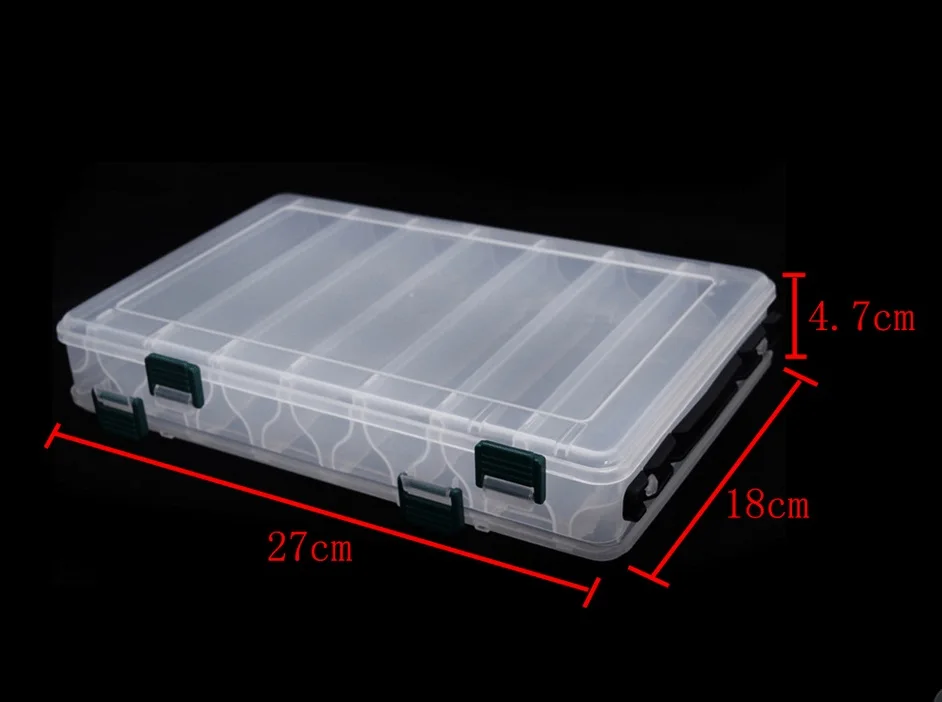 Double Sided 14/10 Compartments, KAWA Fishing Box, High Strength Transparent Visible Plastic  Box with Drain Hole, Free Shipping