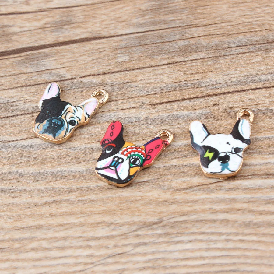 20Pcs/lot Mix Style Dog Enamel Charms Dangle Charms Fit Bracelet Necklace Pendant DIY Jewelry