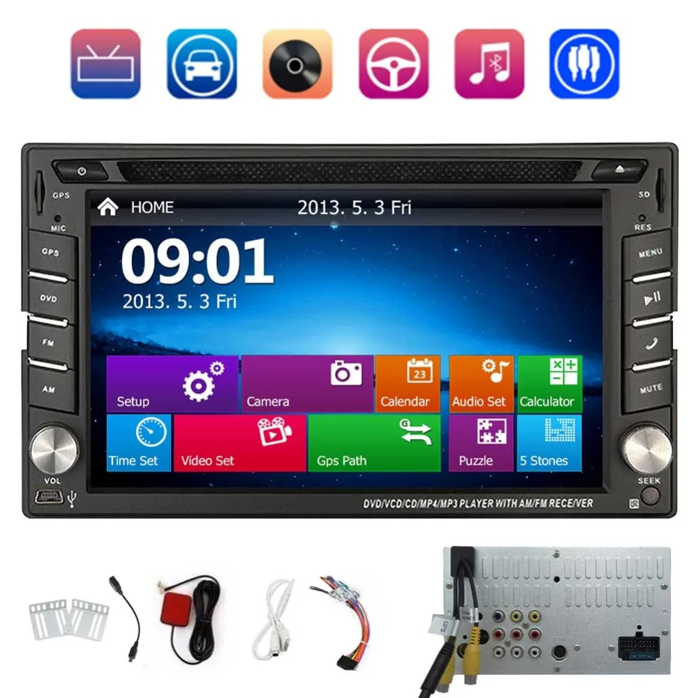 

6.2 Inch Universal Double 2 Din In Dash Car CD DVD Player GPS Navigation With Touch Screen Stereo Radio Bluetooth Navigation USB