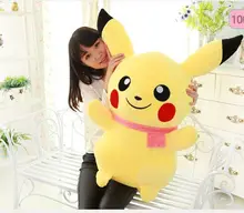 huge plush lovely pikachu toy big cute yellow pikachu doll with pink scraf gift about 85cm