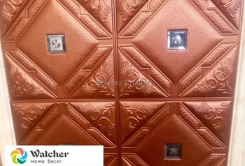 

package of 8 tiles Brand New decorative 3d wall panel 3D glue on PU Leather wall panel With Diamond for