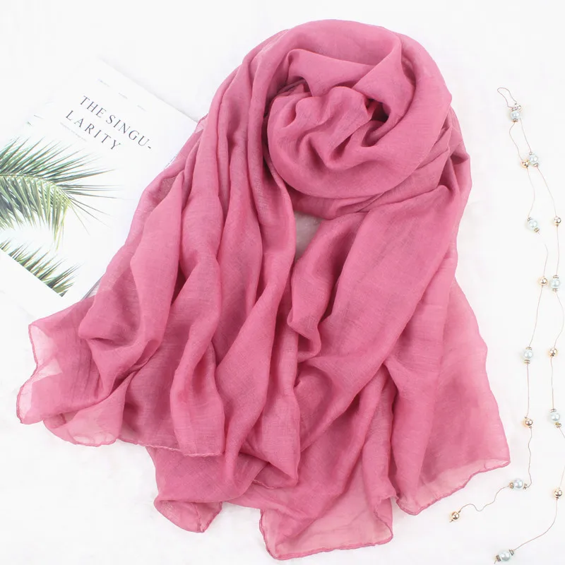 

women autumn winter cotton linen scarf solid color for ladies girls pashimina scarves shawl beach stoles hijab foulard female