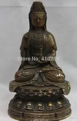 12 inch Тибет Меди Буддийский Кван-Инь Гуаньинь Бодхисаттвы Богиня держите Бутылки Статуя скидка 30%