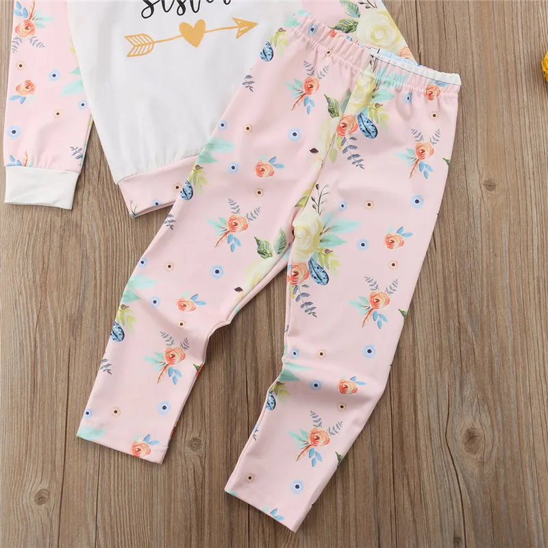 Комплект одинаковой одежды для больших и маленьких сестер; милый комбинезон для новорожденных девочек и сестер; футболка для больших сестер; штаны с цветочным принтом; одежда