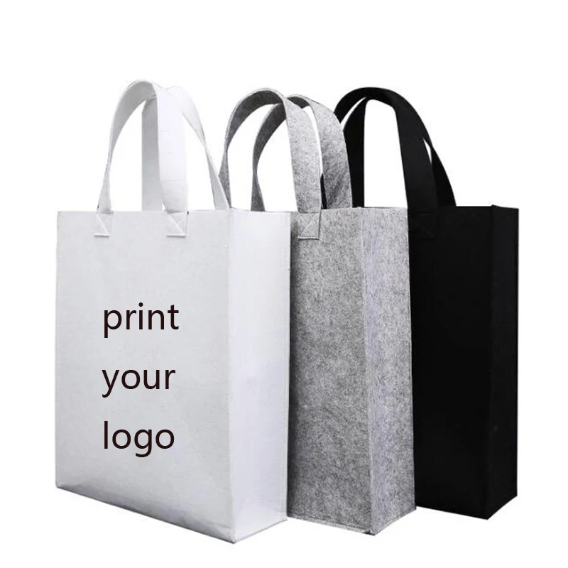 Custom shopping bags print logo High quality felt bags more color choose custom size and logo