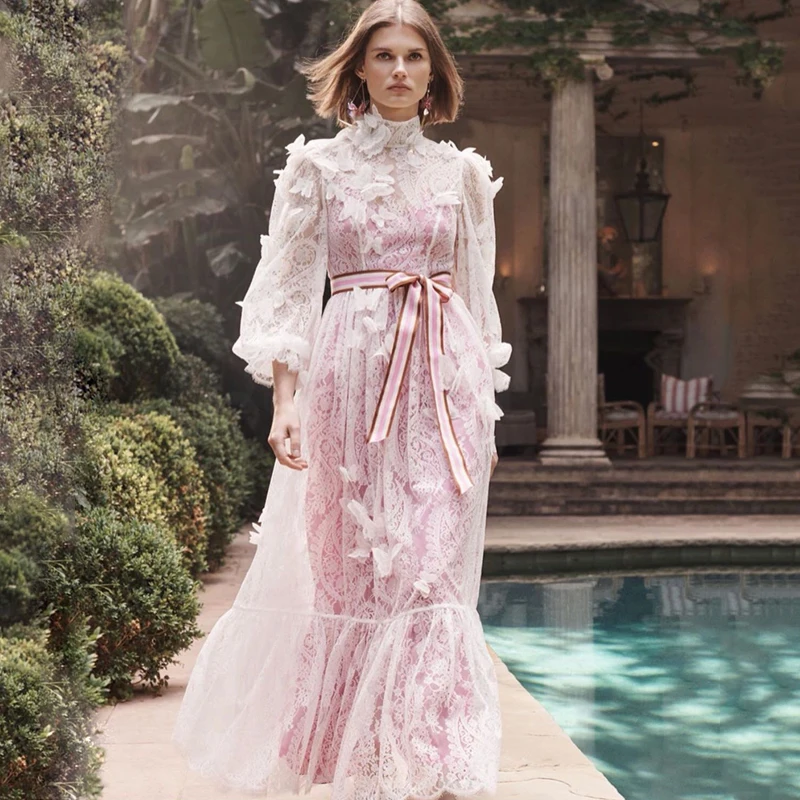 

High Quality Fairy Dress Women Floral Embroidery Beach Long Sleeve Dresses Europe Brand Holiday Women Maxi Dress Fall 2019