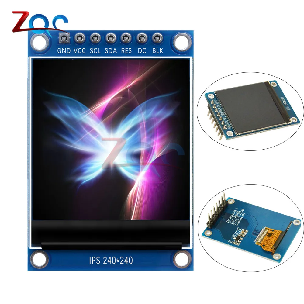 

1.3 inch IPS HD TFT ST7789 Drive IC 240*240 SPI Communication 3.3V Voltage 4-Wire SPI Interface Full Color LCD OLED Display DIY