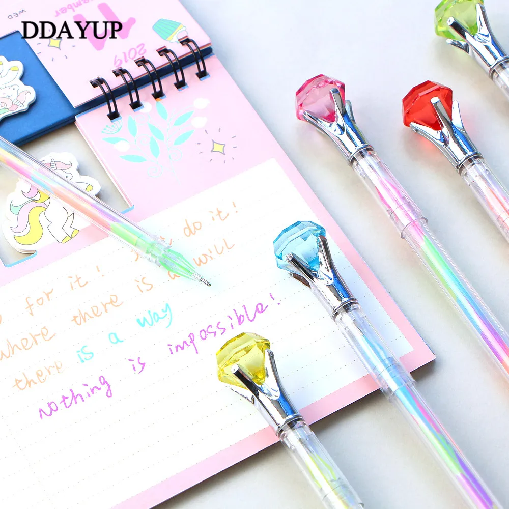 

2Pcs Diamond Rainbow Color Gel Pen 6 In1 Color Pens DIY Album Photo Decoration Highlighter Rhinestone Marker Pen Office Supplies