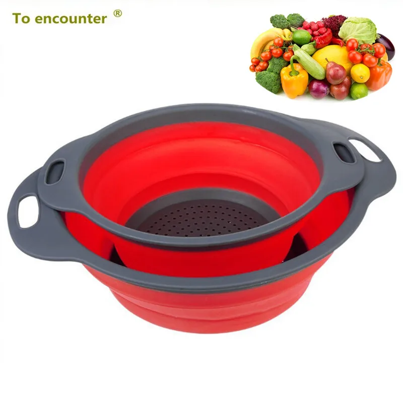 Buy Two Forms a Set Collapsible Kitchen Colander Fruit