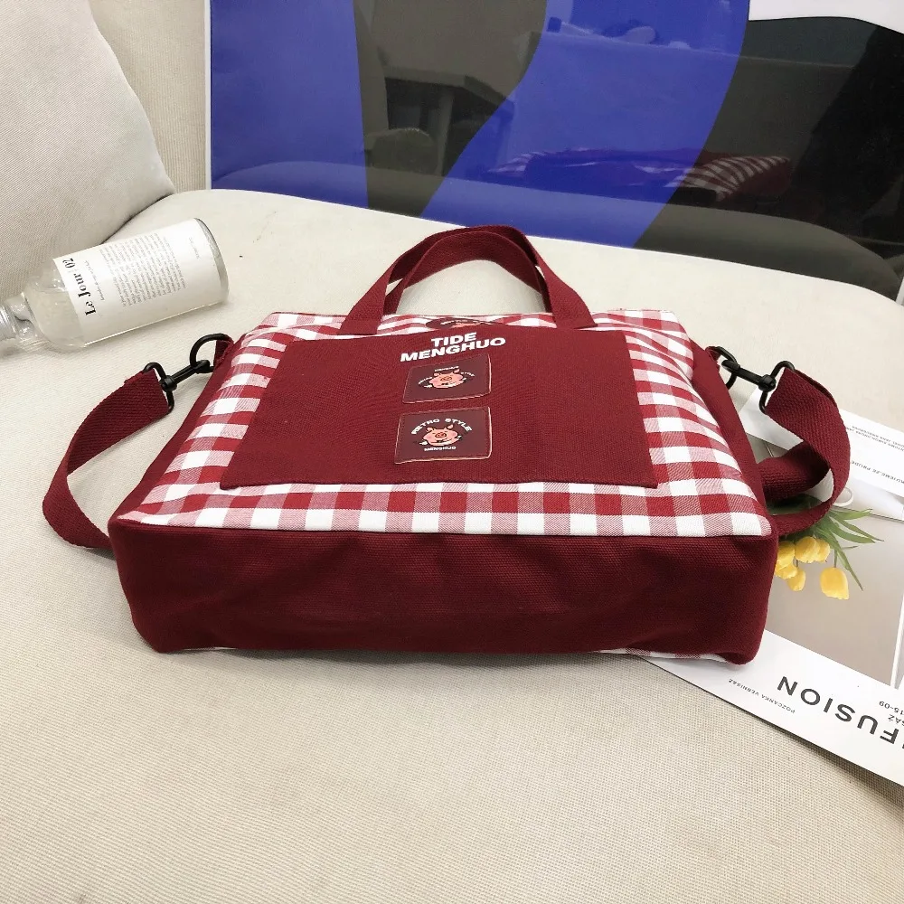 Menghuo New Animal pattern Canvas Messenger Bag Girls Single Shoulder Bag Crossbody Bag Women Female lattice Bags Bolsa Feminina 1 (2)
