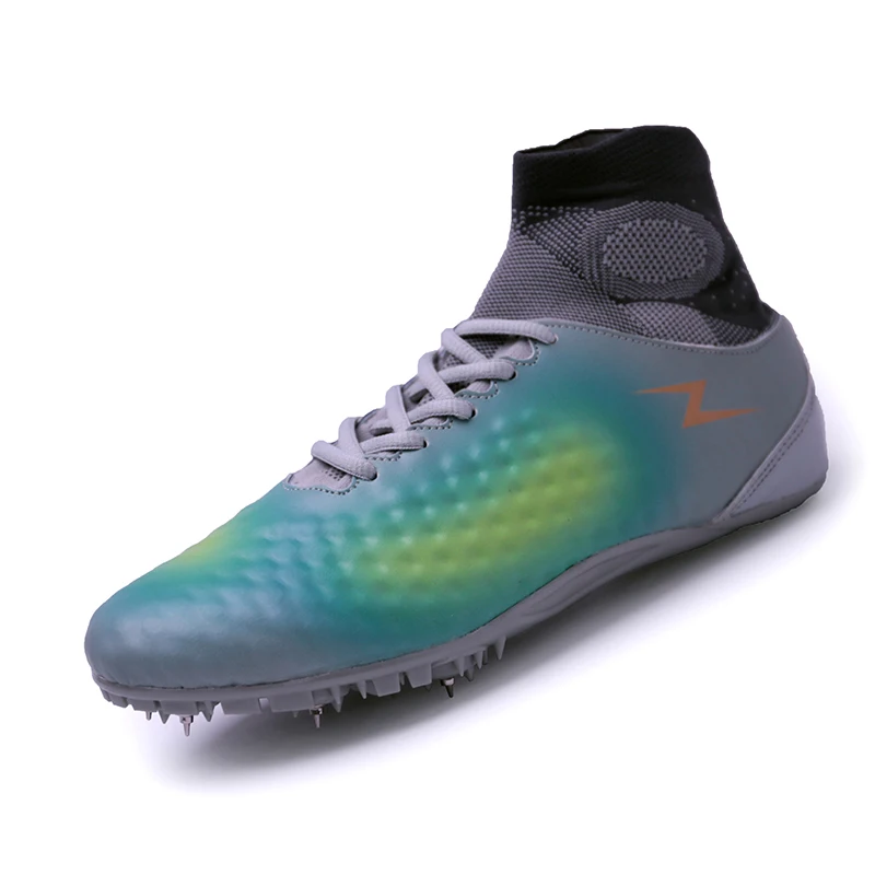 

Couples High Top Track Shoes Spring Summer Mens Track and Field Spikes Black Blue Women Running Sneaker Lightweight Sport Shoes