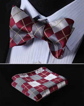 

Check 100%Silk Jacquard Woven Men Butterfly Self Bow Tie BowTie Pocket Square Handkerchief Hanky Suit Set #RC1