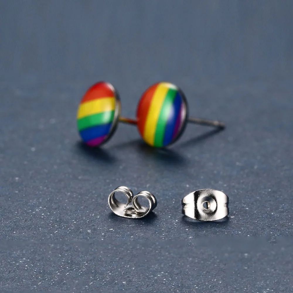 LGBT серьги с радужным флагом для геев, очаровательные серьги-гвоздики из нержавеющей стали для мужчин и женщин, модные ювелирные изделия, Brincos, подарок#277900
