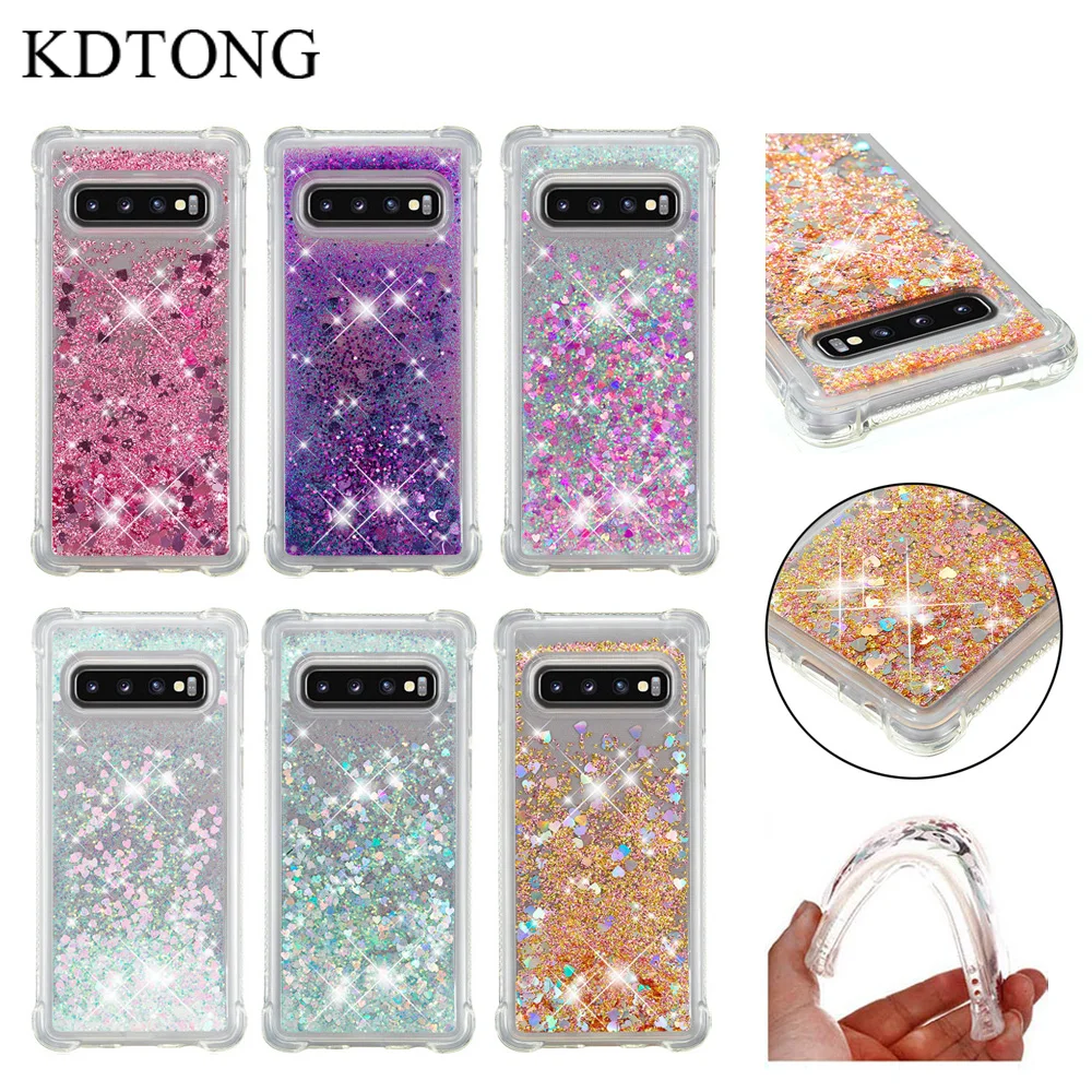 

KDTONG Case sFor Samsung Galaxy S10E S10 Plus Case Glitter Liquid Transparent Soft Silicone TPU Cover For Galaxy S10 S 10 Case