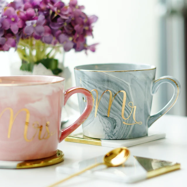 Best Price Handpainted Gold Monogram Natural Marble Porcelain Coffee Mug Mr and Mrs Tea Milk Cups and Mugs Creative Wedding Gift Best Price Handpainted Gold Monogram Natural Marble Porcelain Coffee Mug Mr and Mrs Tea Milk Cups and Mugs Creative Wedding Gift