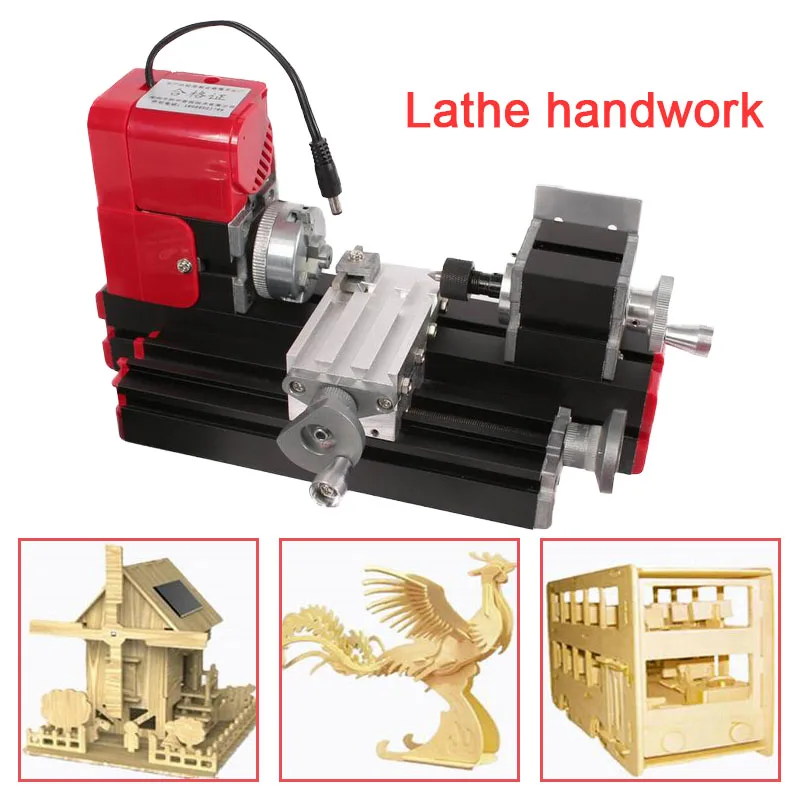 CNC высокой точности, мини токарный станок 6 Вт 12VDC полуавтоматический металлообрабатывающий инструмент с переменной скоростью вращения шпинделя фрезерный Настольный деревянный металлический токарный станок