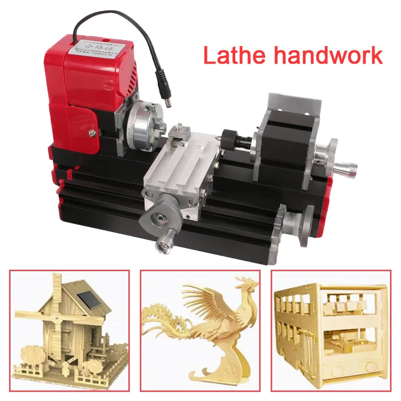 

CNC High Precision Mini Lathe 6W 12VDC Semi Automatic Metalworking Tool Variable Spindle Speed Milling Benchtop Wood Metal Lathe