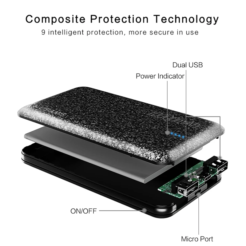 USAMS 10000mAh Dual USB Power bank Portable Mobile Phone Charger External Battery for iPhone Xs X 7 6s samsung S8 huawei xiaomi
