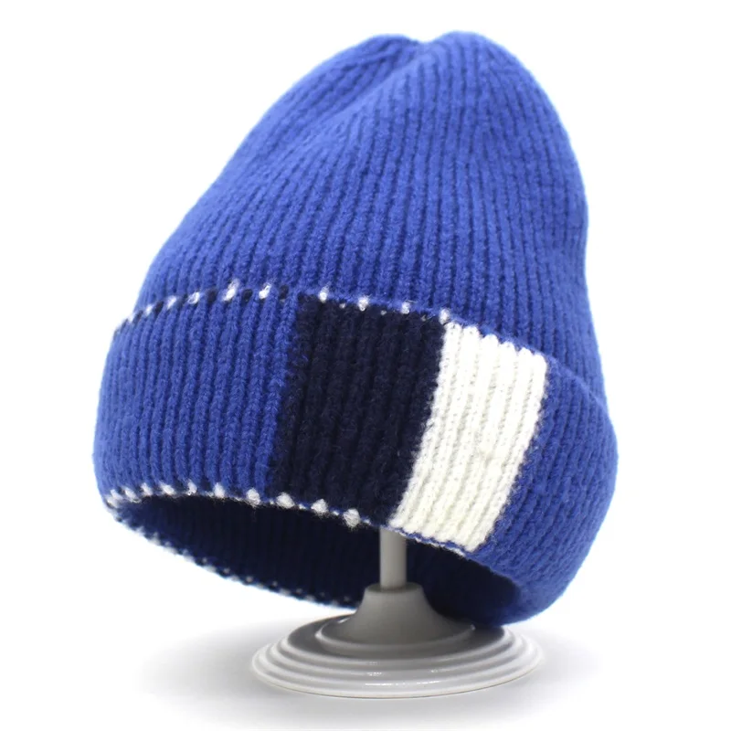 Minhui, новинка, осенне-зимняя шапка, теплые шерстяные вязаные шапки для женщин, модные шапки бини, женские шапки Gorro Skullies - Цвет: blue