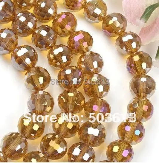 

10mm Brown AB Crystal Glass Faceted Round Beads 26"L xcb1103