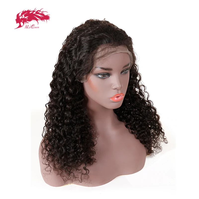 Али queen hair Реми глубокая волна 13x6 Синтетические волосы на кружеве парик натуральный Цвет 150% плотность натуральная глубокая волна вьющиеся