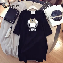 Летние женские платья с принтом Минни Микки, модная Свободная Женская одежда размера плюс, мини-платье Harajuku Vero Club