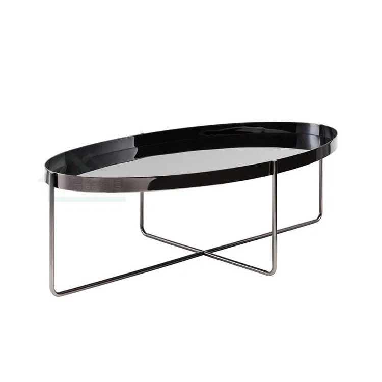 Metal Oval Coffee Table in Black / Gold / Rose Gold