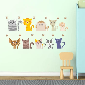 

Lovely Cats Wall Stickers For Kids Rooms Home Decor Cartoon Animals Adesivos De Parede Kitten Wall Decals Diy Mural Art Posters