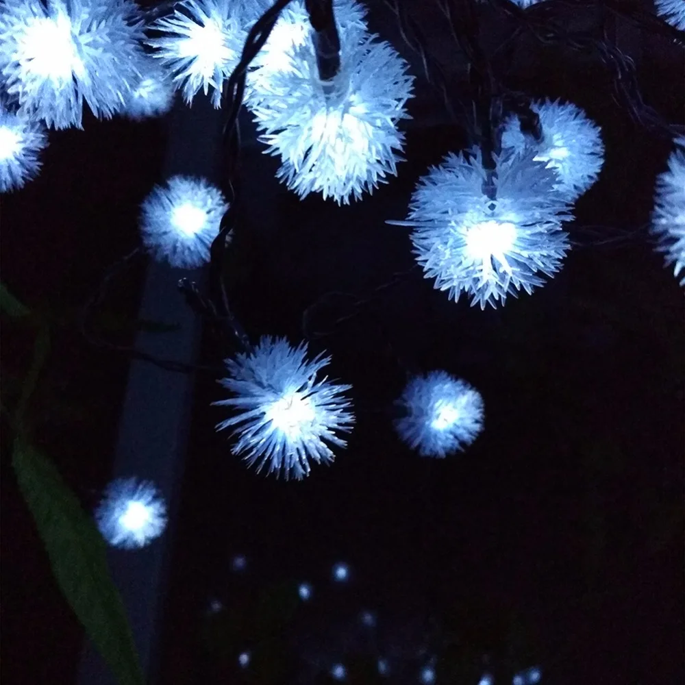Battery Snowball LED Strings Fairy Lights Pompon Wedding Party Decoration String Light Strings Flakes Snow Ball (5)