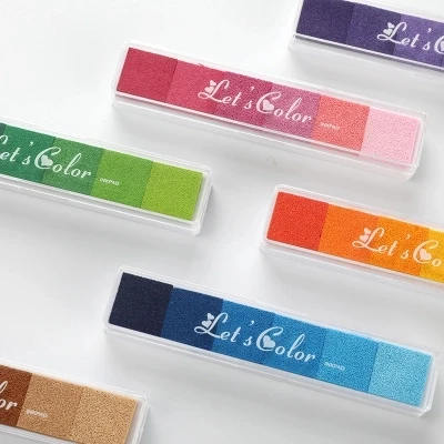 

Creative 6 colors Gradient Rainbow inkpad DIY Hand account Sponge inkpad Finger painting Stamps pda 9pcs set free shipping