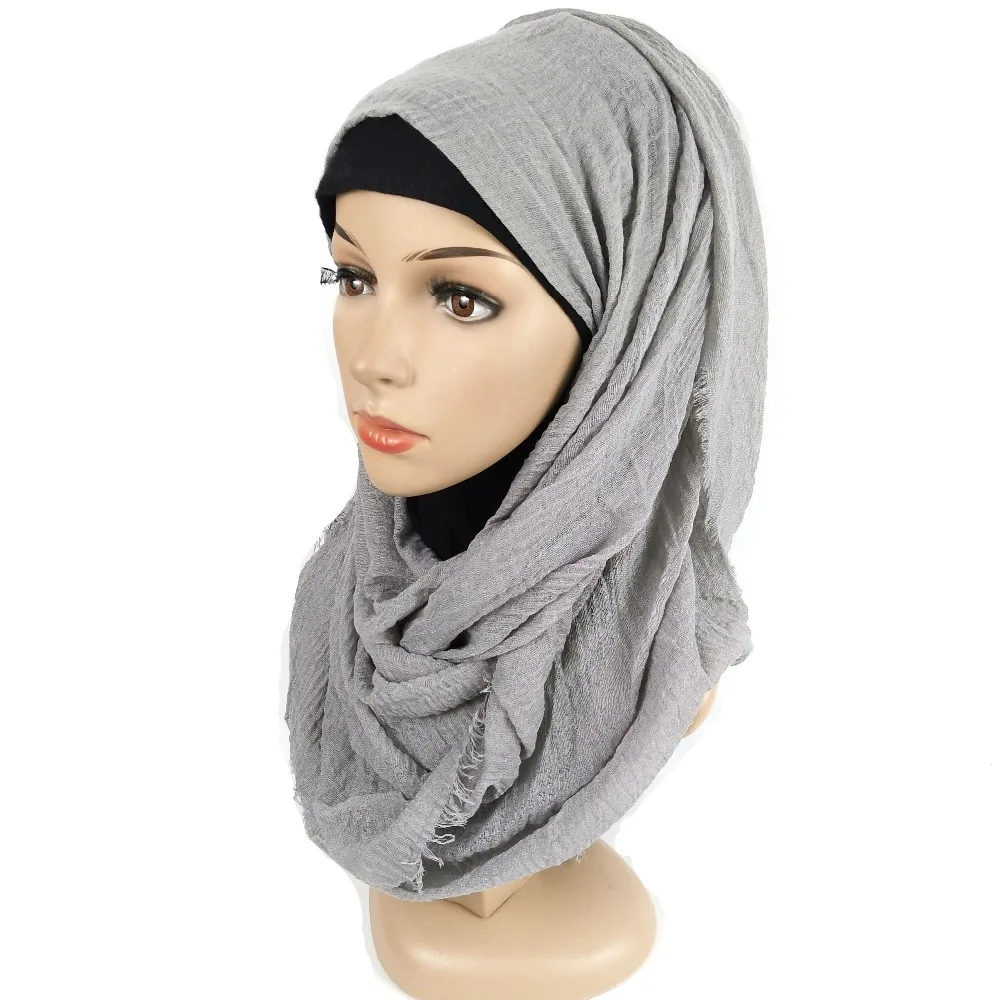 N9 100 шт высокого качества, крашеный хиджаб шарф со складками, хлопковая вискоза, шарф, шаль без рисунка, мусульманская голова, хиджаб, шарф