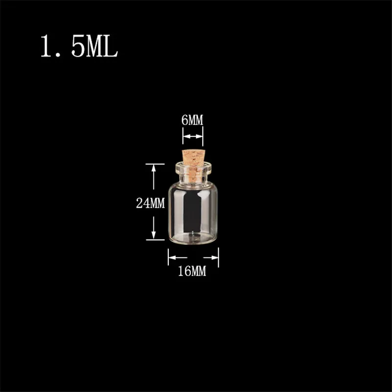 1.5ml 2ml 3ml 5ml 6ml Diameter 16mm 50pcs/lot Test Tube Glass Bottles Small Bottles with corks Mini Glass Vials for packing Gift 2