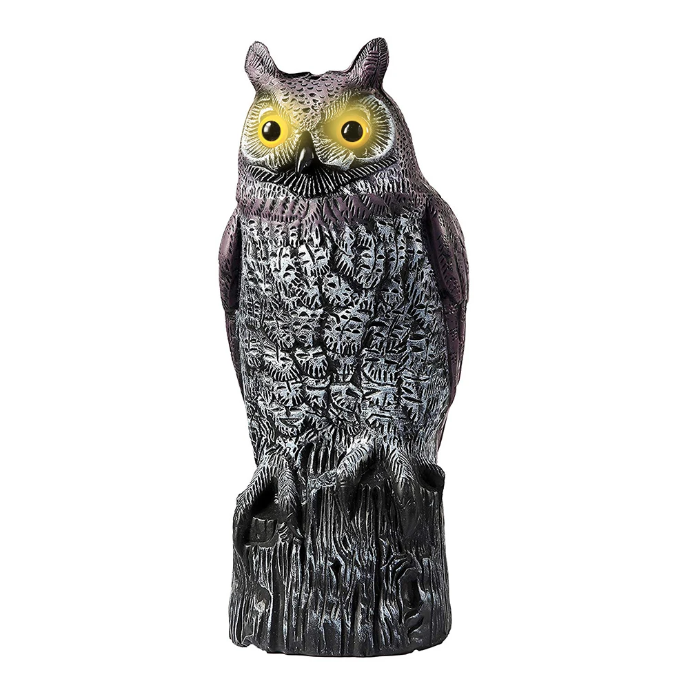 

Bird Control Repellent Fake Owl Decoy with Frightening Sound Flashing Eyes Predator Decoy Pest Birds Garden Decor