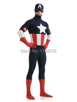 

Black Captain America Costume Spandex Close-fit Captain America superhero costume free shipping