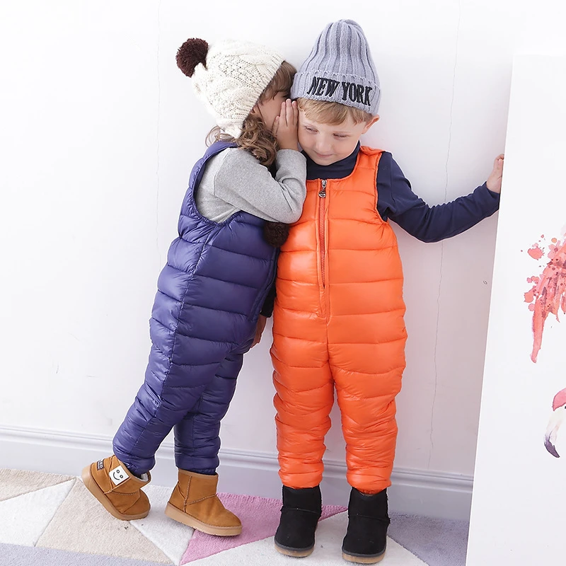 New Year Baby Down Coats Solid Kids Outerwear Fashion Warm Jumpsuit
