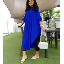 Африканские платья для женщин, расшитые блестками, средней длины, мусульманское Свободное длинное платье высокого качества, сексуальное модное Африканское платье для леди